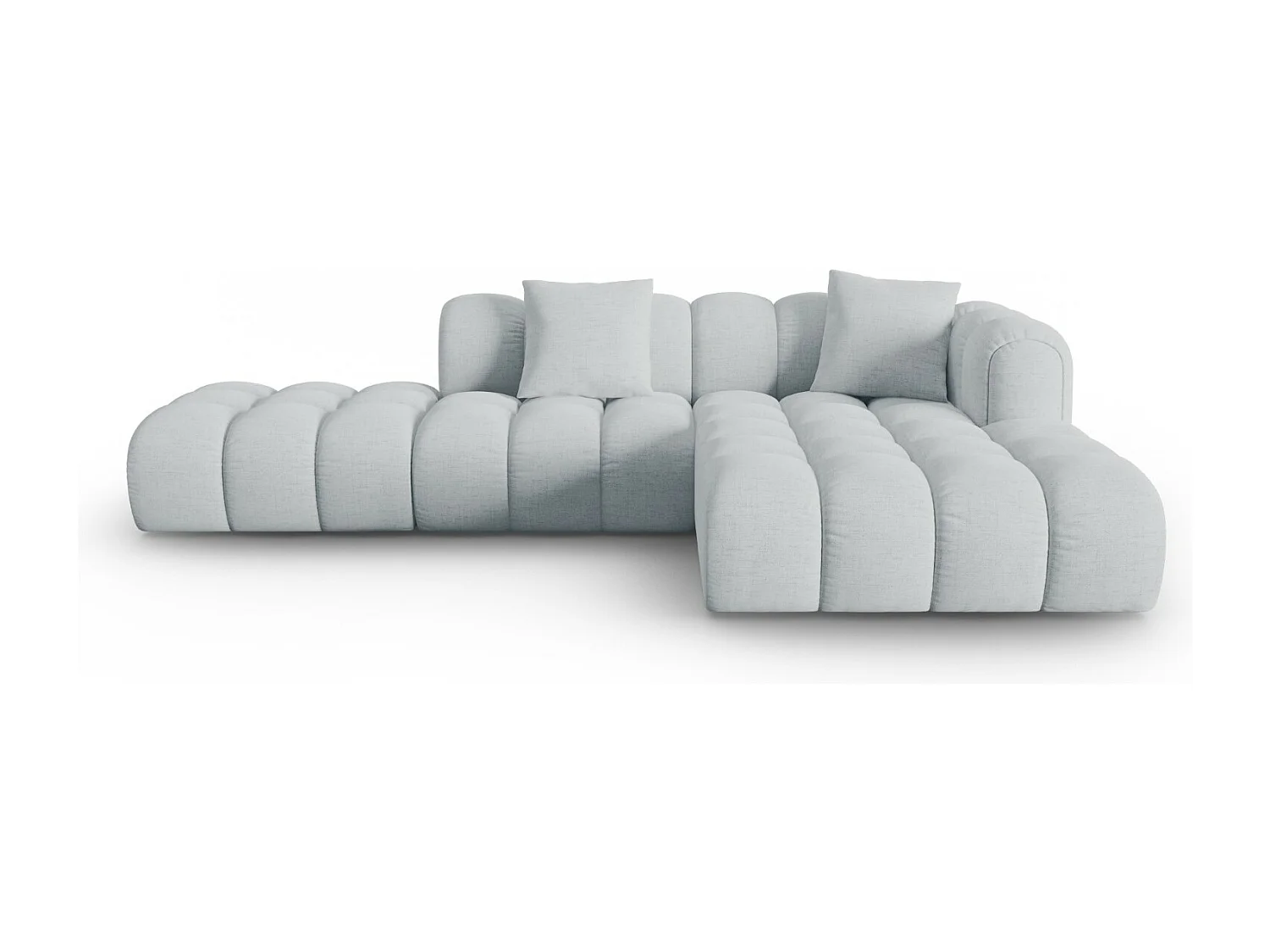 CXL by Christian Lacroix - Modulaire hoekbank rechts "Clotilde" 4 zitplaatsen, Structurele stof, Lichtgrijs - 309x190x70cm