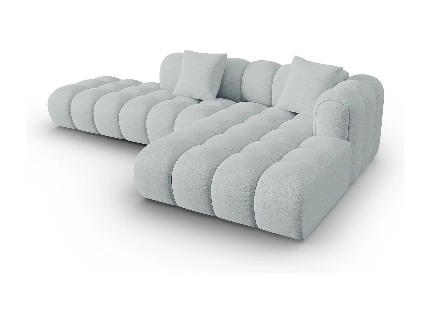 CXL by Christian Lacroix - Modulaire hoekbank rechts "Clotilde" 4 zitplaatsen, Structurele stof, Lichtgrijs - 309x190x70cm