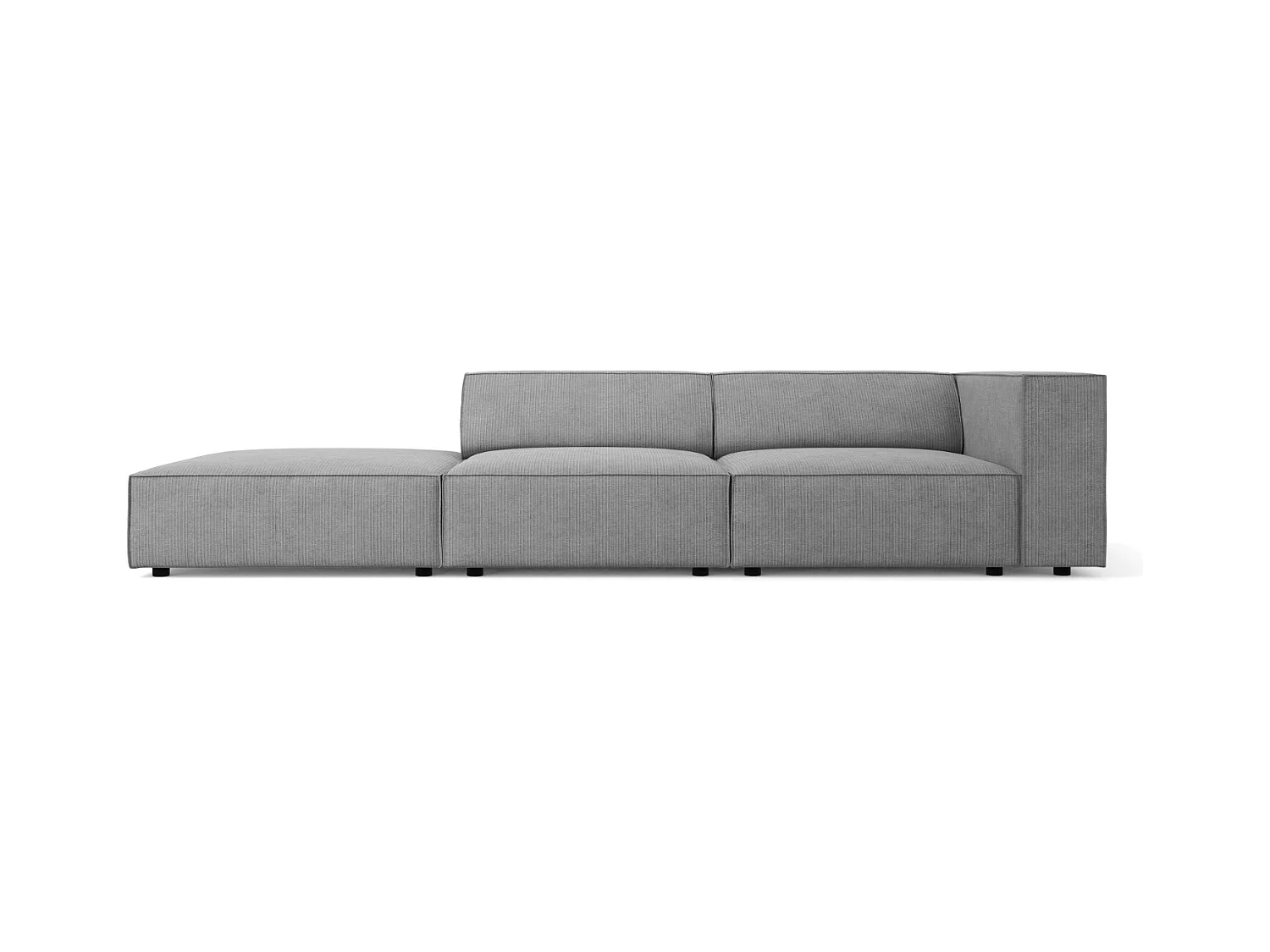 Cosmopolitan Design - Linker bank "Arendal" 4 zitplaatsen, Chenille met ribbeleffect, Donkergrijs - 262x102x70cm