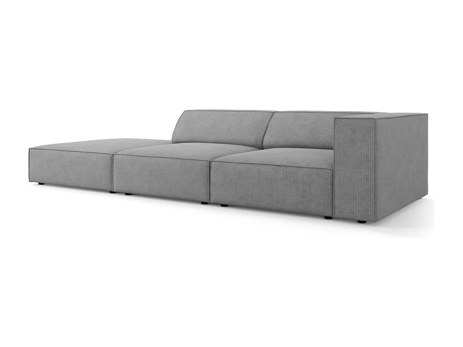 Cosmopolitan Design - Sofá esquerdo "Arendal" 4 lugares em tecido chenille com efeito canelado cinza escuro - 262x102x70cm