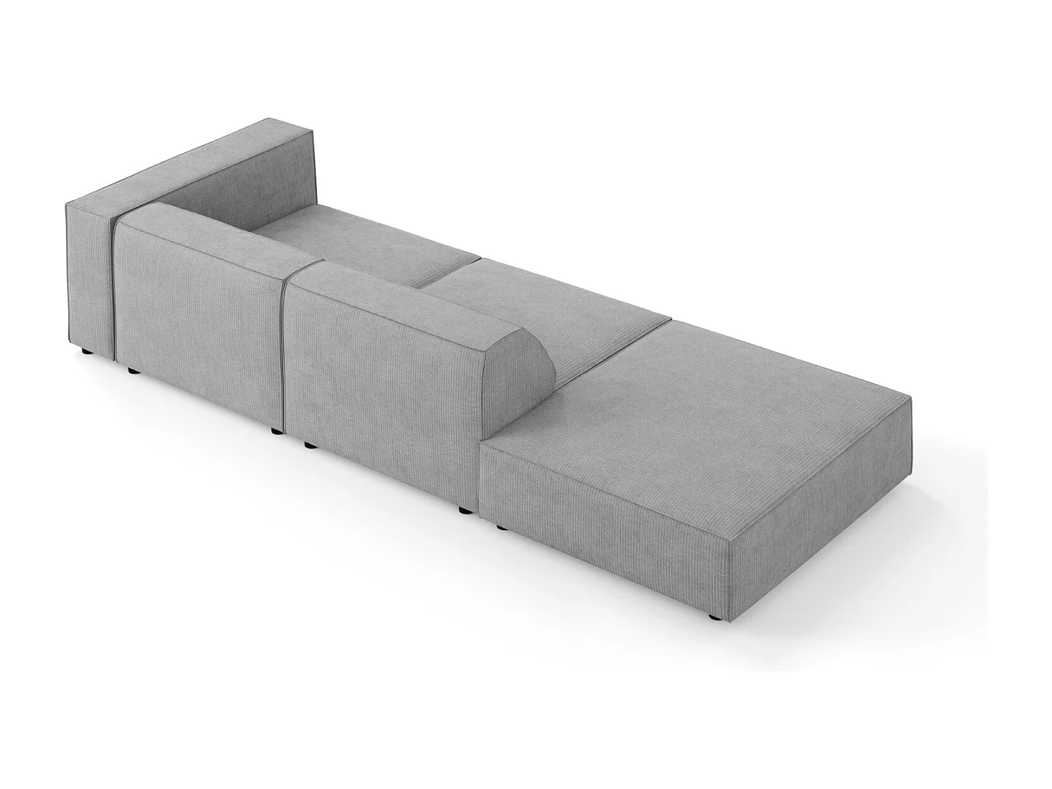 Cosmopolitan Design - Sofá esquerdo "Arendal" 4 lugares em tecido chenille com efeito canelado cinza escuro - 262x102x70cm