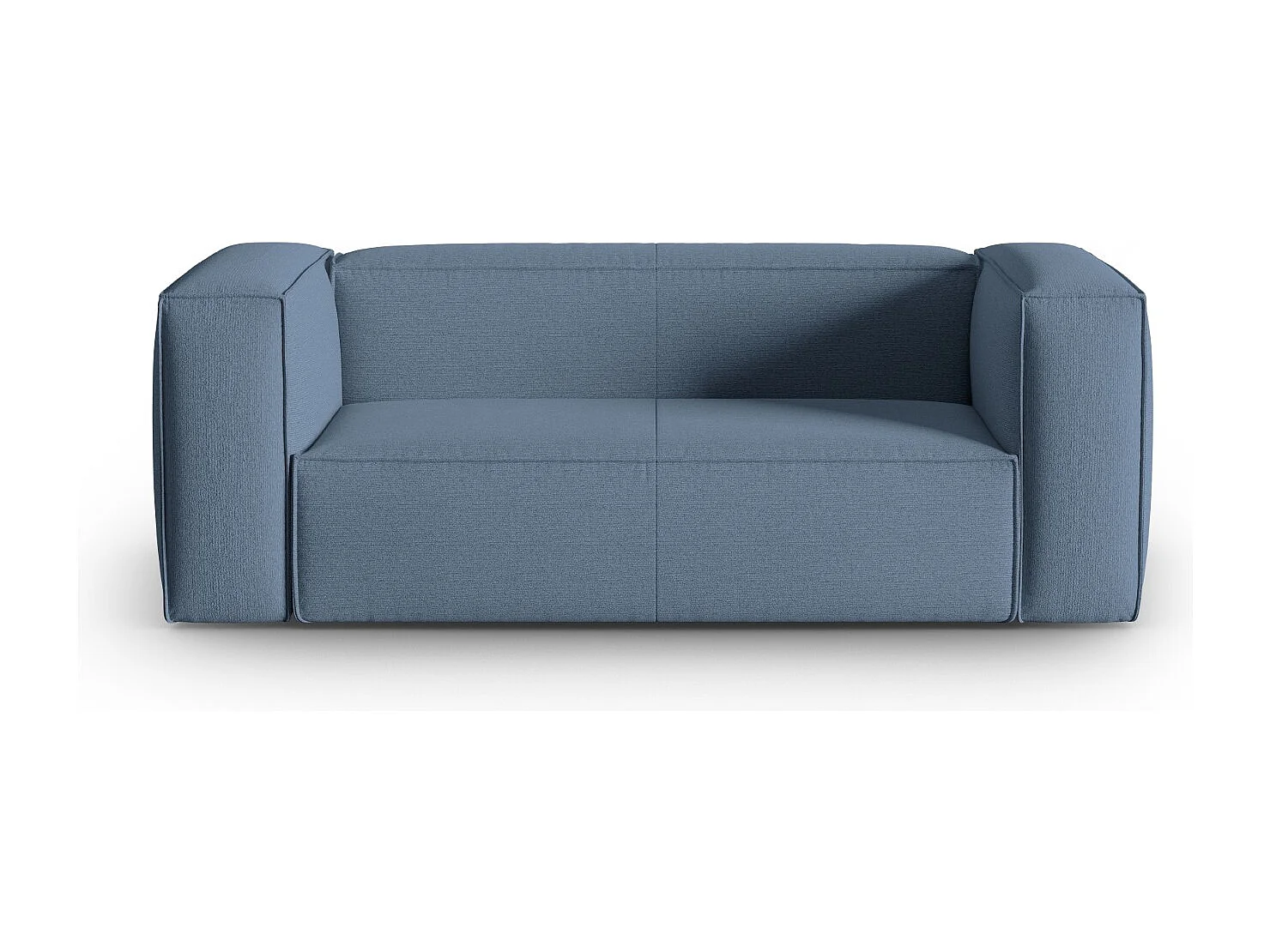 Cosmopolitan Design - Sofá "Mackay" 2 lugares em veludo estruturado azul jeans - 150x94x73cm