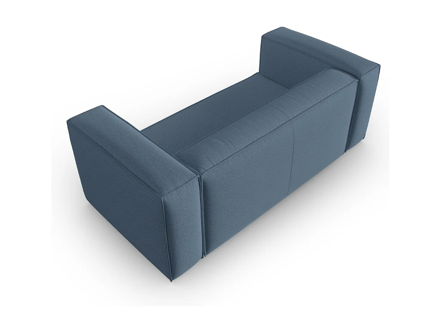 Cosmopolitan Design - Sofá "Mackay" 2 lugares em veludo estruturado azul jeans - 150x94x73cm