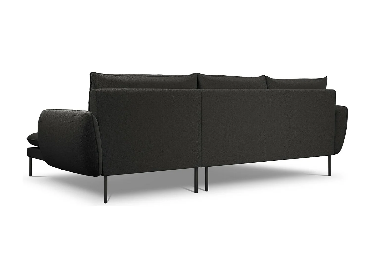 Cosmopolitan Design - Canapé d'angle droit "Vienna" 5 places en bouclé noir - 255x170x95cm