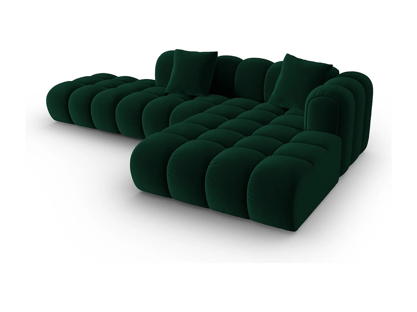 CXL by Christian Lacroix - Canapé d'angle droit modulable "Clotilde" 4 places en velours vert bouteille - 309x190x70cm