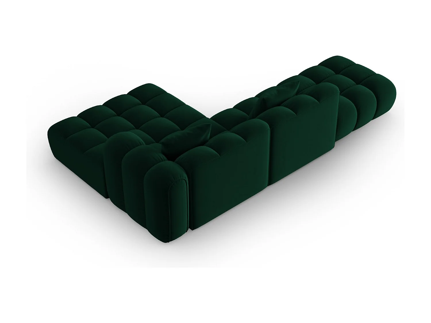 CXL by Christian Lacroix - Canapé d'angle droit modulable "Clotilde" 4 places en velours vert bouteille - 309x190x70cm