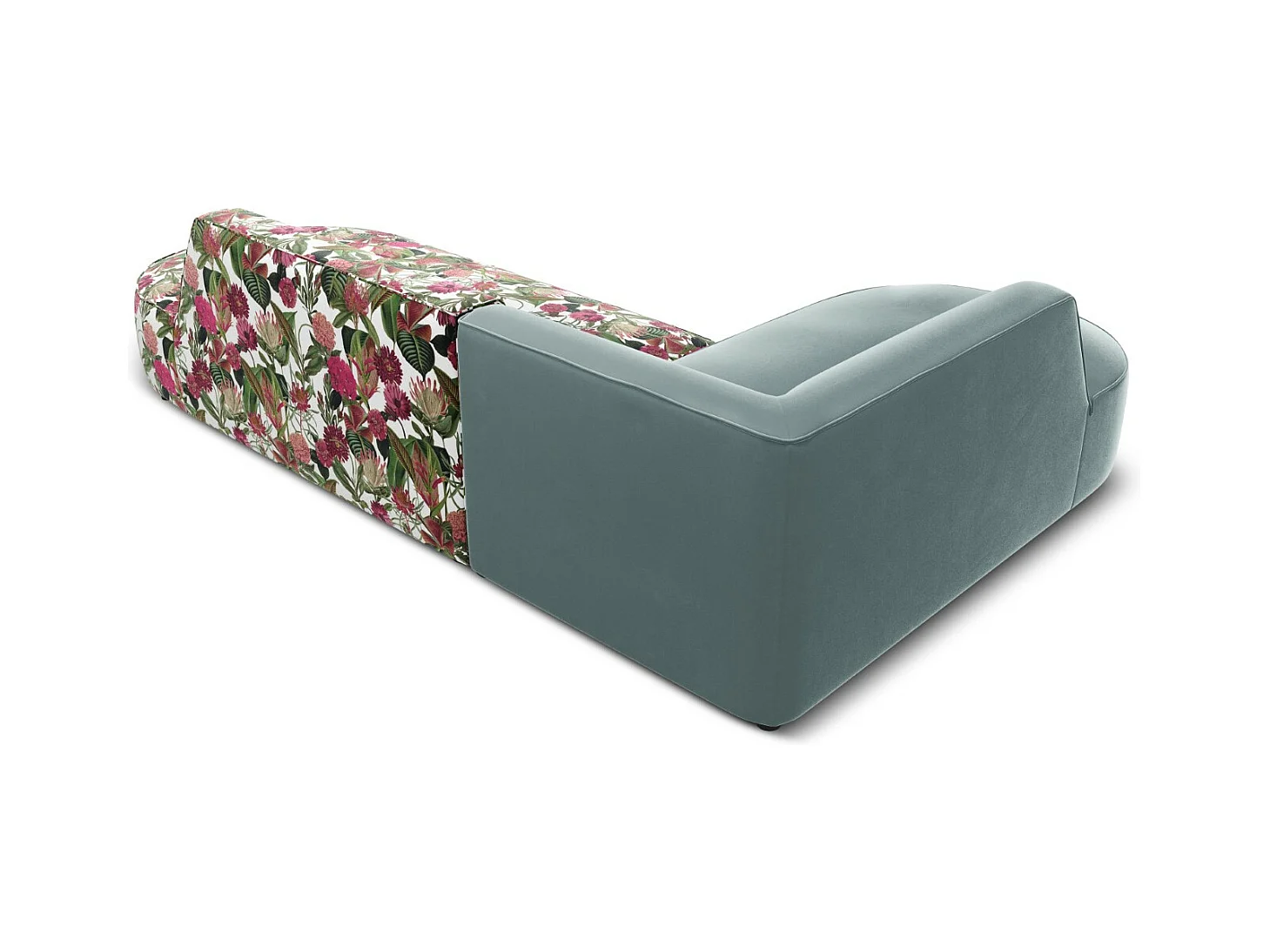 CXL by Christian Lacroix - Linker hoekbank "Charles" 4 zitplaatsen, Flueel, tuinrozenpatroon, mint - 273x180x69cm