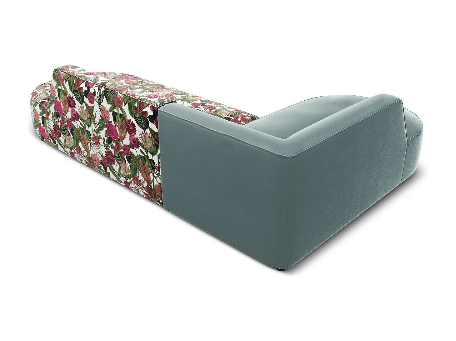 CXL by Christian Lacroix - Linker hoekbank "Charles" 4 zitplaatsen, Flueel, tuinrozenpatroon, mint - 273x180x69cm