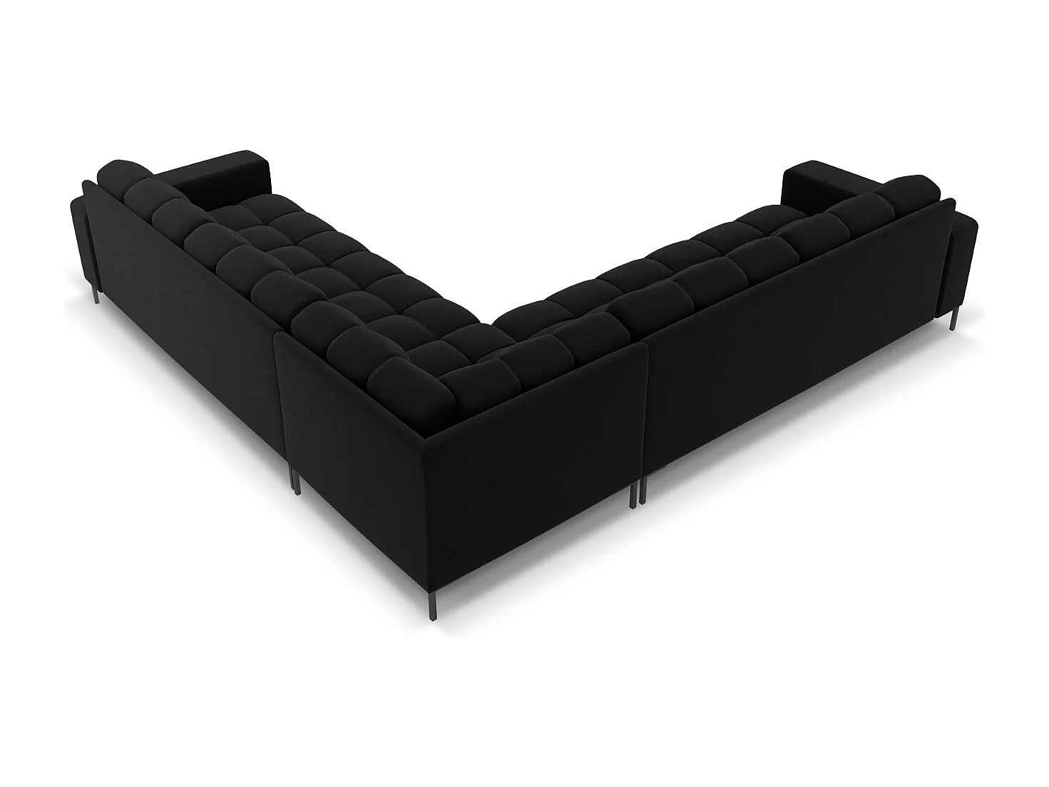 Cosmopolitan Design - 6-Sitzer wendbares Ecksofa "Bali" aus Samt schwarz - 256x256x75cm