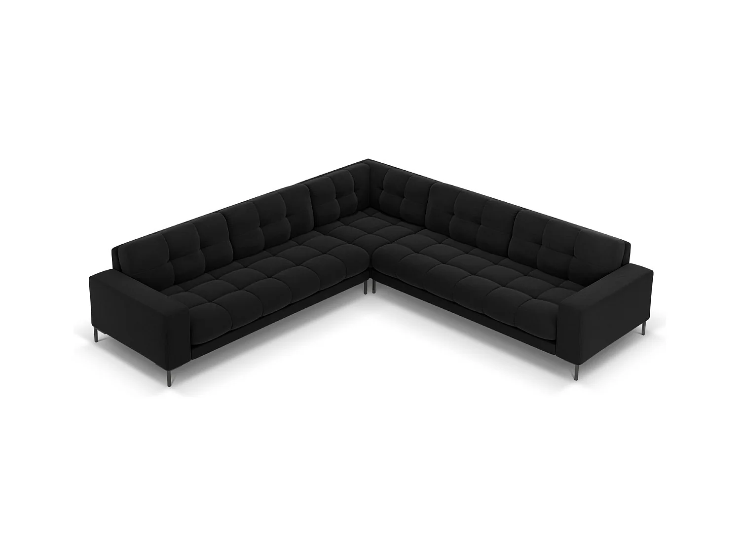 Cosmopolitan Design - Canapé d'angle symétrique "Bali" 6 places en velours noir - 256x256x75cm