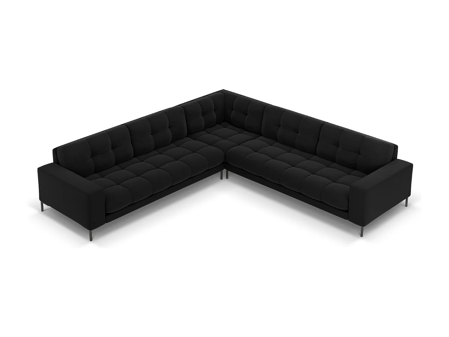 Cosmopolitan Design - Canapé d'angle symétrique "Bali" 6 places en velours noir - 256x256x75cm
