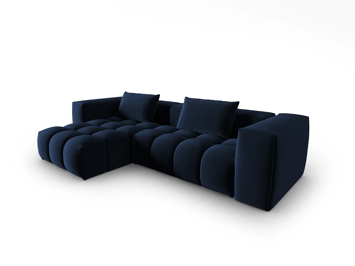 CXL by Christian Lacroix - Sofá esquinero modular izquierdo "Lorella" 3 plazas de terciopelo azul regio - 260x145x70cm