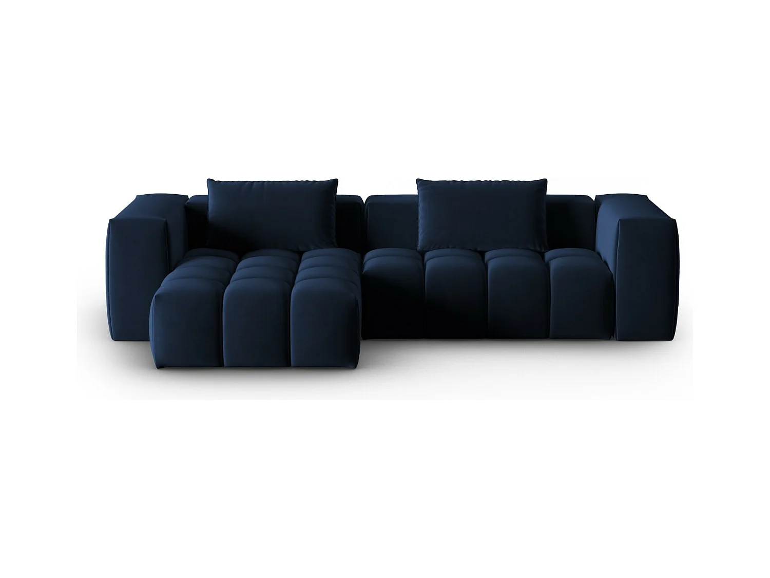 CXL by Christian Lacroix - Canapé d'angle gauche modulable "Lorella" 3 places en velours bleu roi - 260x145x70cm