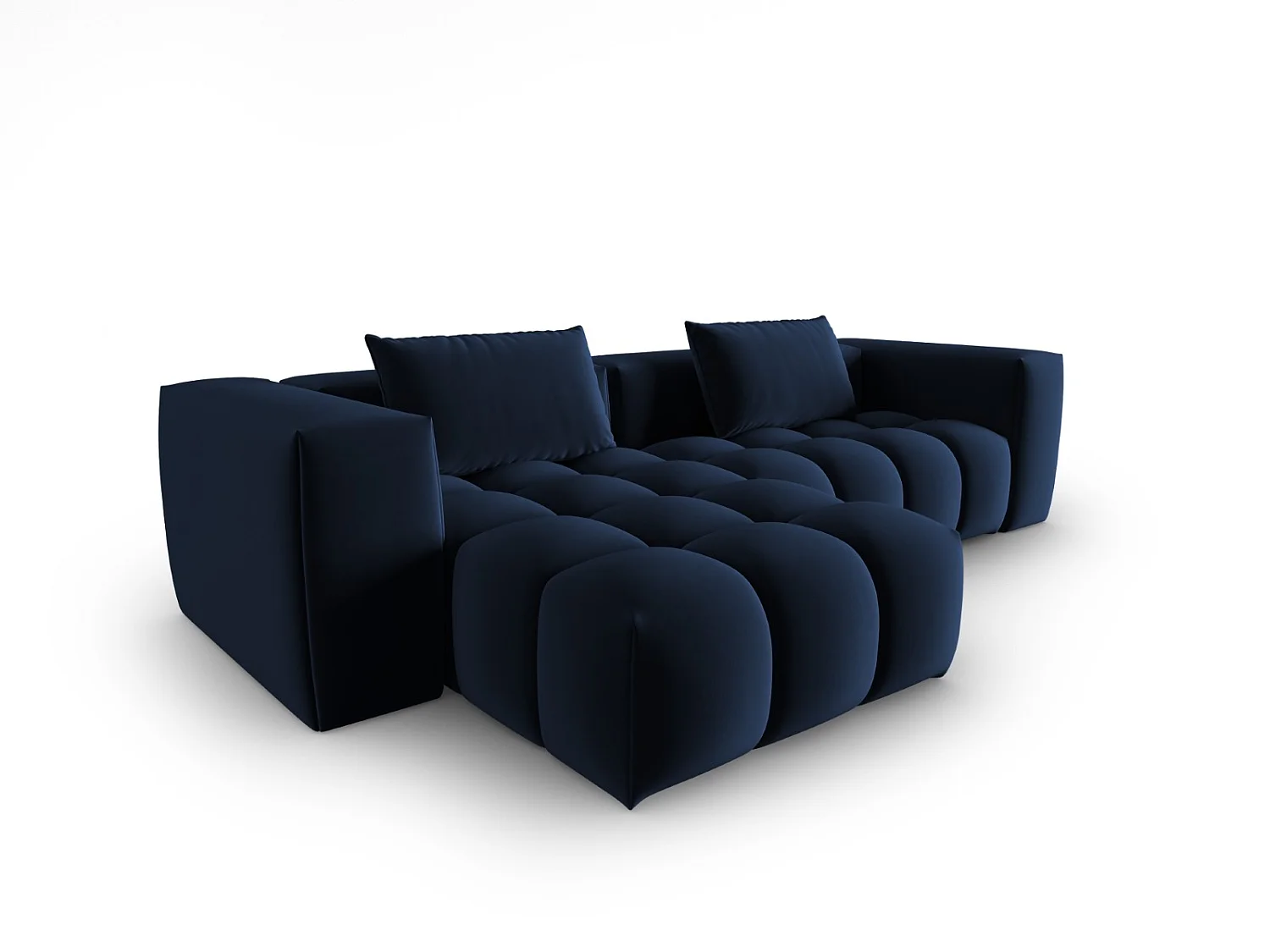 CXL by Christian Lacroix - Canapé d'angle gauche modulable "Lorella" 3 places en velours bleu roi - 260x145x70cm