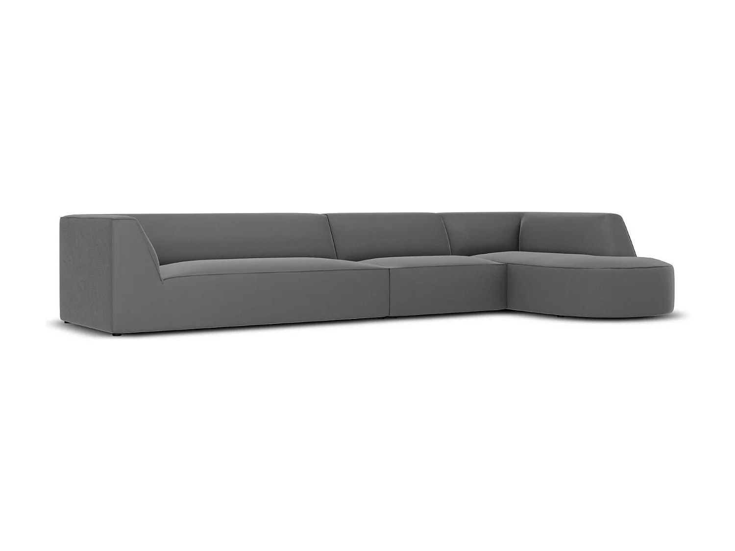 CXL by Christian Lacroix - 5-Sitzer Ecksofa rechts "Charles" Sitzer aus Samt dunkelgrau - 366x180x69cm