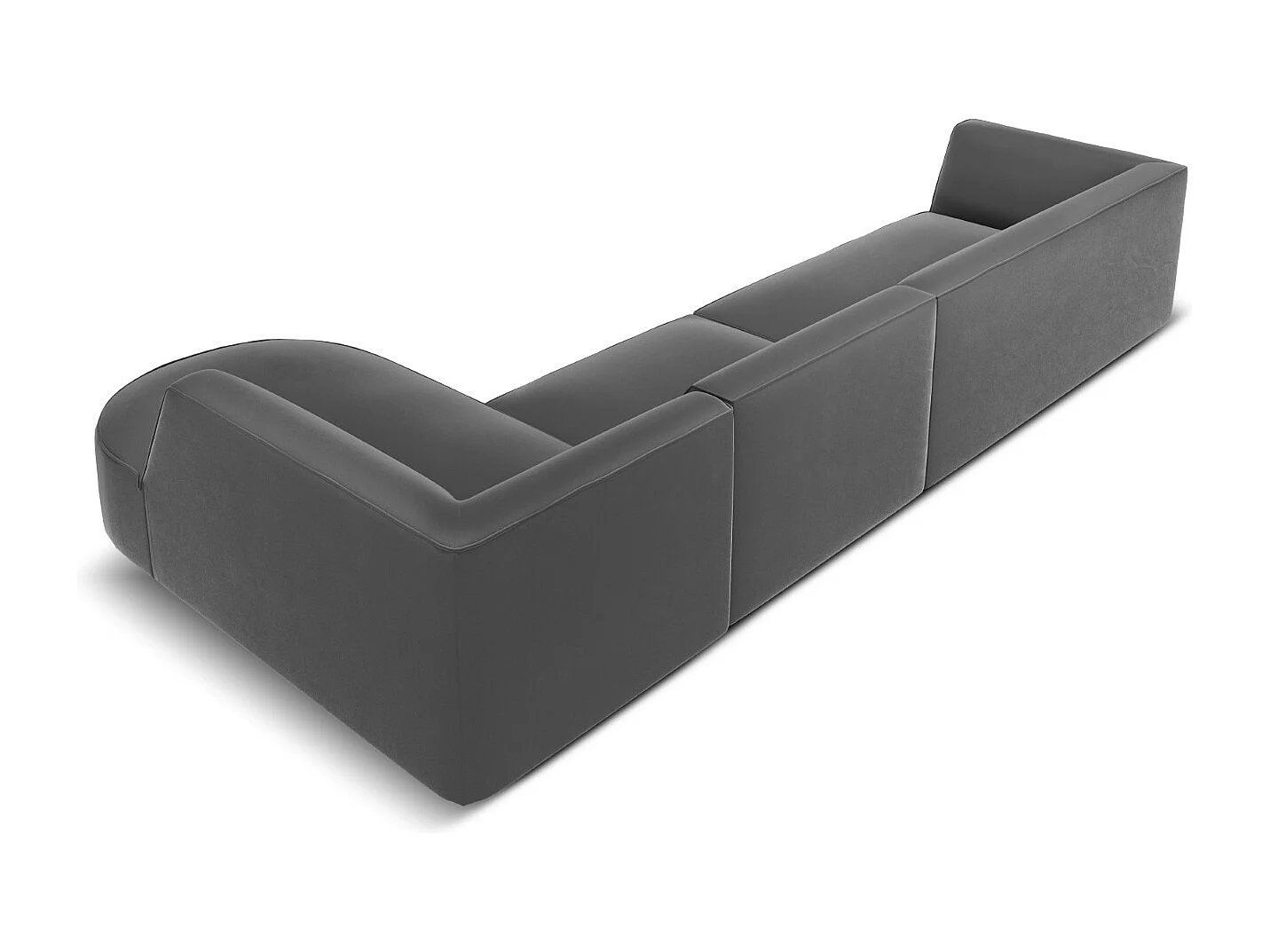 CXL by Christian Lacroix - 5-Sitzer Ecksofa rechts "Charles" Sitzer aus Samt dunkelgrau - 366x180x69cm