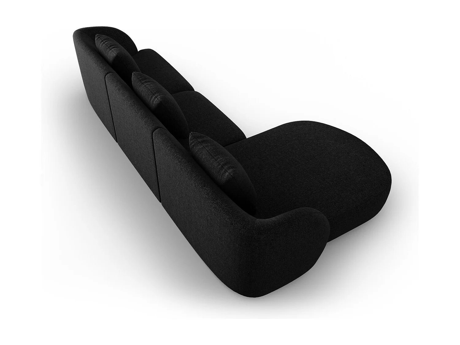 Cosmopolitan Design - 4-Sitzer Ecksofa links "Tulum" aus Chenille-Stoff schwarz - 255x156x70cm