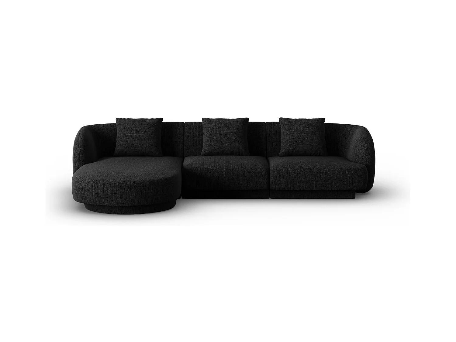 Cosmopolitan Design - Canapé d'angle gauche "Tulum" 4 places en chenille noir - 255x156x70cm