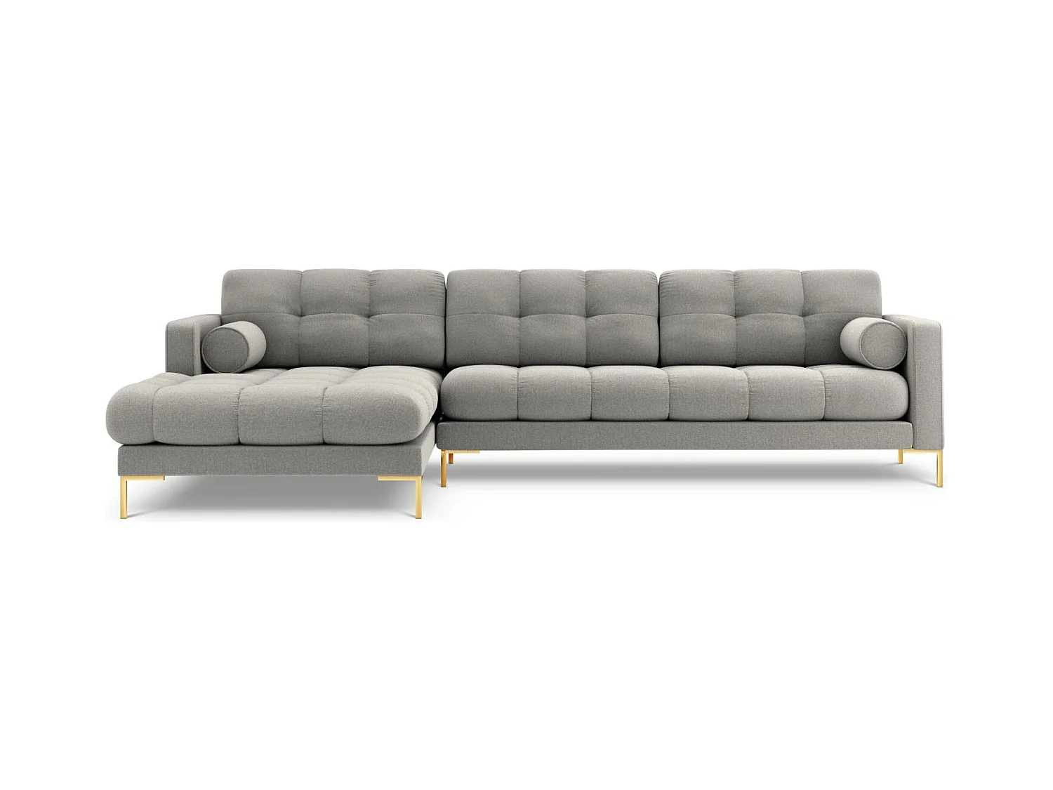 Cosmopolitan Design - Linker hoekbank "Bali" 5 zitplaatsen, Structurele stof, Lichtgrijs - 293x185x75cm