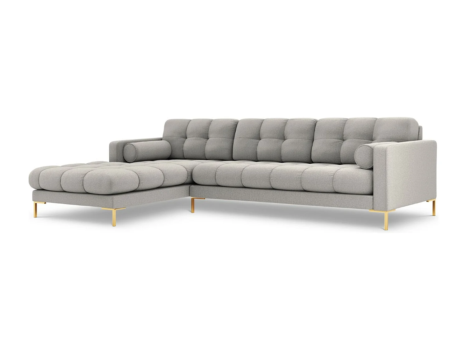 Cosmopolitan Design - Sofá de canto esquerdo "Bali" 5 lugares em tecido estrutural cinza claro - 293x185x75cm