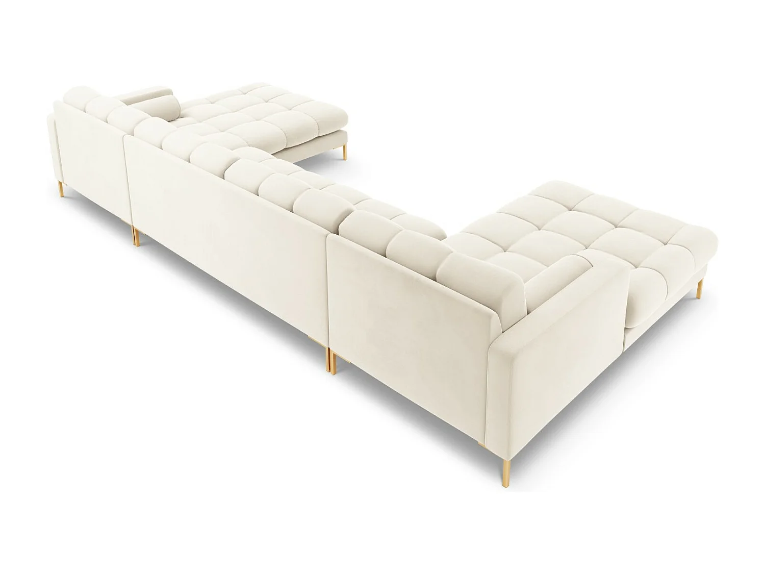 Cosmopolitan Design - Canapé panoramique "Bali" 7 places en velours beige clair - 383x185x75cm