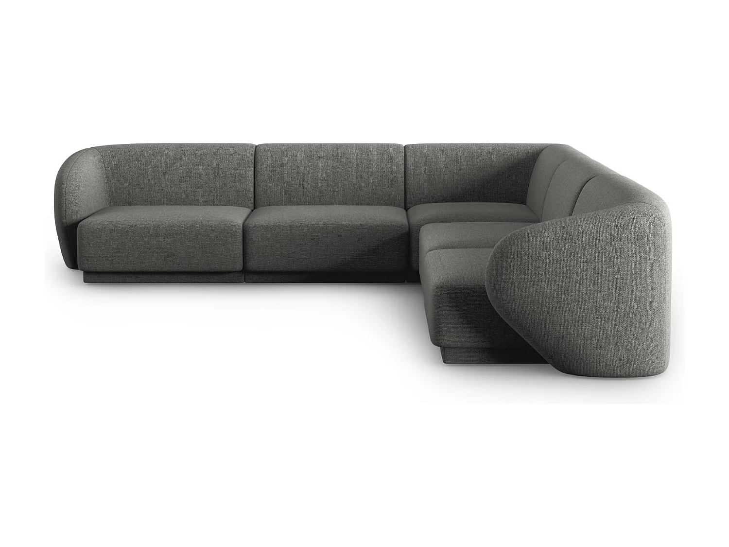 CXL by Christian Lacroix - Canapé d'angle modulable symétrique "Lionel" 6 places en chenille gris foncé mélange - 265x265x74cm