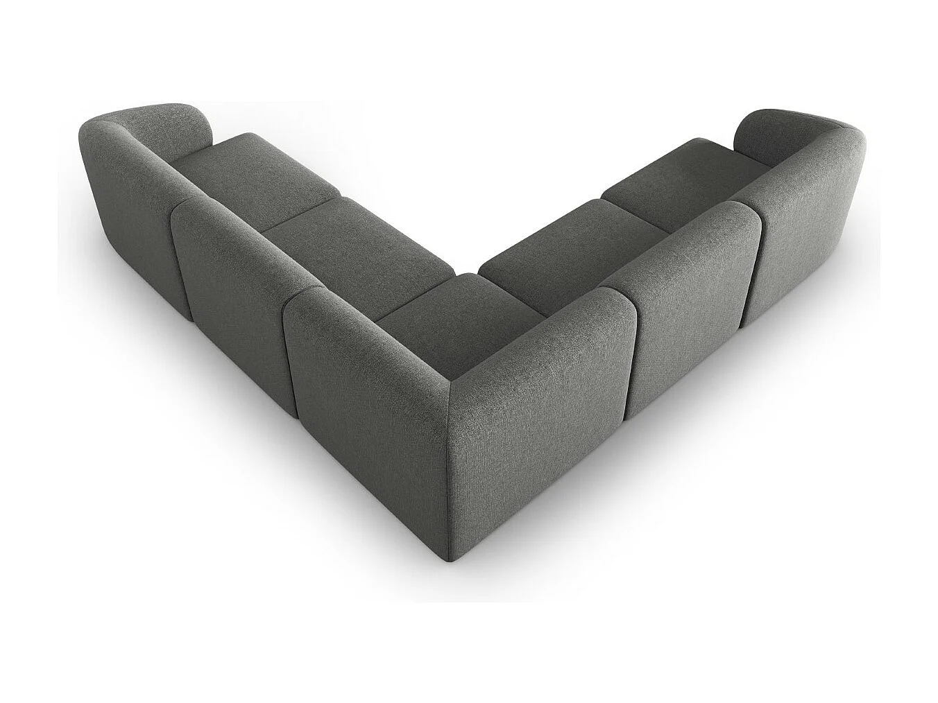 CXL by Christian Lacroix - Canapé d'angle modulable symétrique "Lionel" 6 places en chenille gris foncé mélange - 265x265x74cm