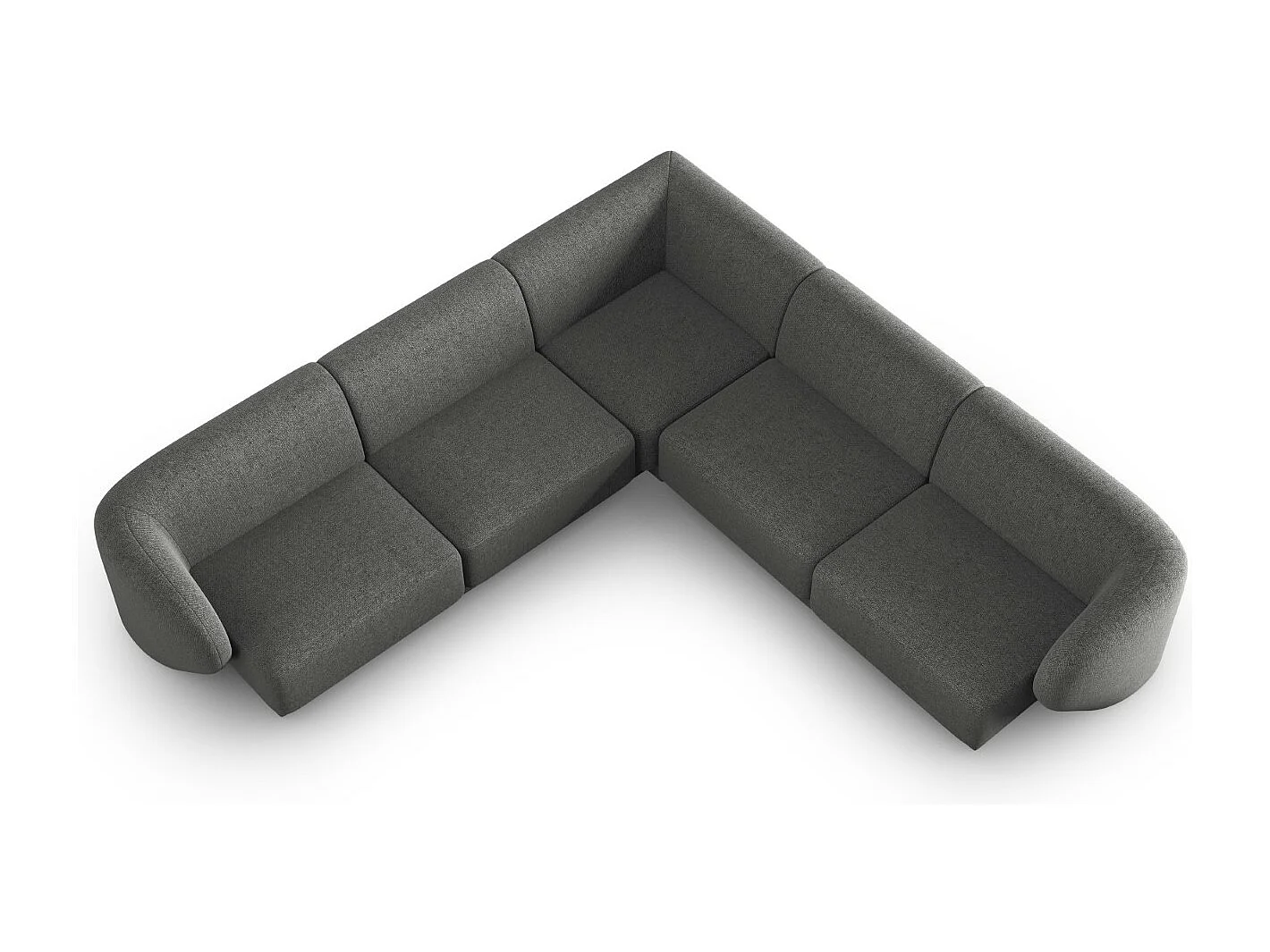 CXL by Christian Lacroix - Canapé d'angle modulable symétrique "Lionel" 6 places en chenille gris foncé mélange - 265x265x74cm