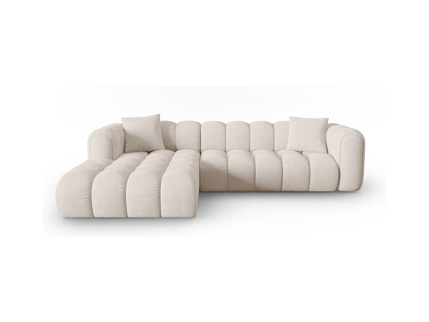 CXL by Christian Lacroix - Canapé d'angle gauche modulable "Clotilde" 4 places en tissu structurel beige - 306x190x70cm