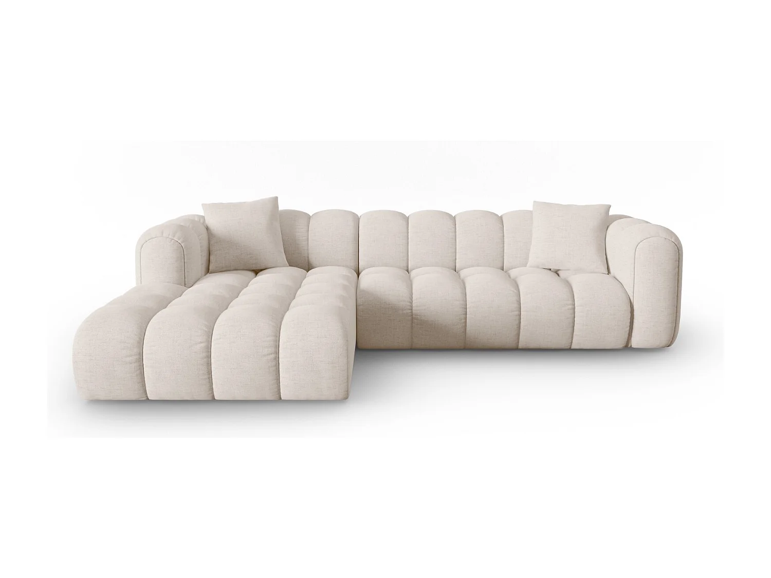 CXL by Christian Lacroix - Canapé d'angle gauche modulable "Clotilde" 4 places en tissu structurel beige - 306x190x70cm