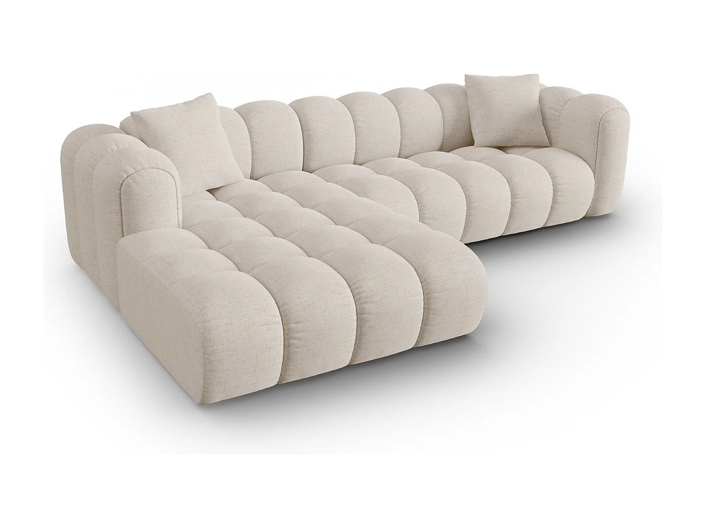 CXL by Christian Lacroix - Canapé d'angle gauche modulable "Clotilde" 4 places en tissu structurel beige - 306x190x70cm