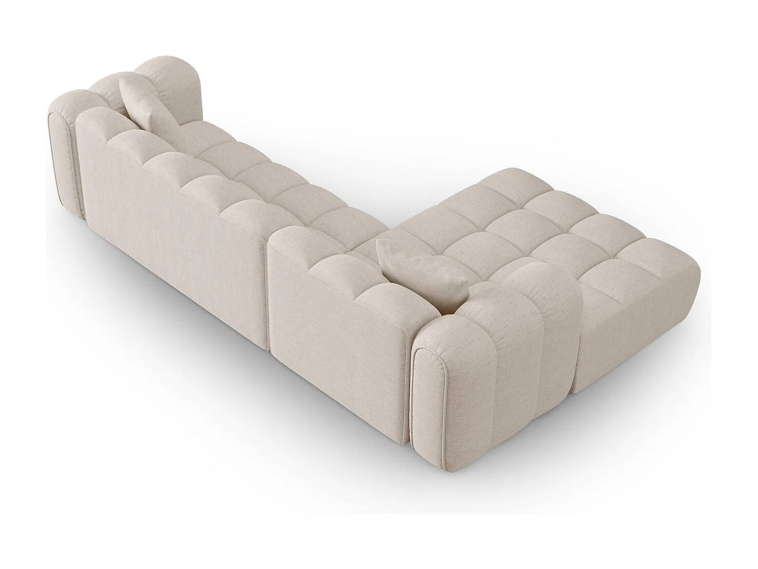 CXL by Christian Lacroix - Canapé d'angle gauche modulable "Clotilde" 4 places en tissu structurel beige - 306x190x70cm