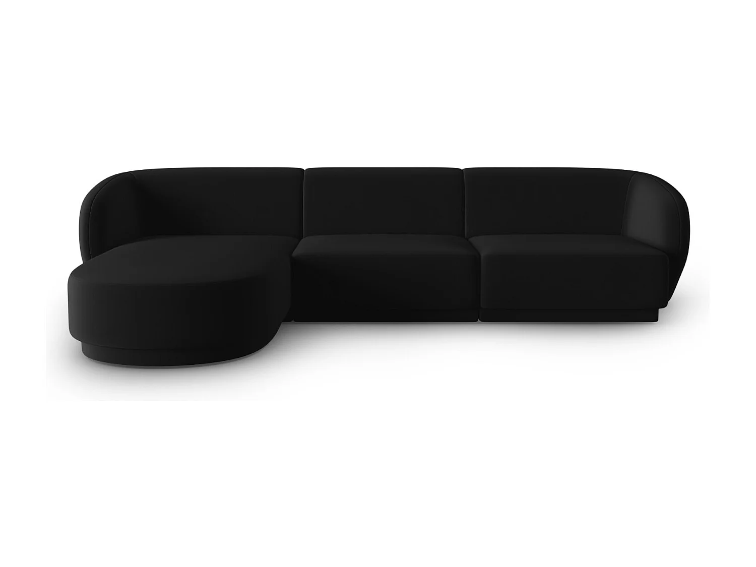 CXL by Christian Lacroix - Modulaire hoekbank links "Lionel" 4 zitplaatsen, Flueel, Zwart - 266x155x74cm