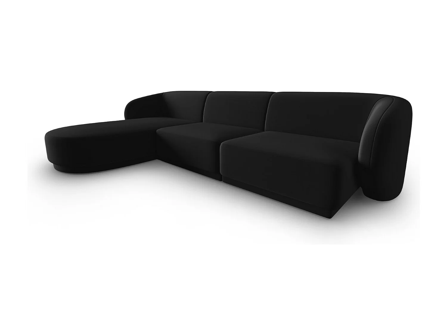 CXL by Christian Lacroix - Modulaire hoekbank links "Lionel" 4 zitplaatsen, Flueel, Zwart - 266x155x74cm