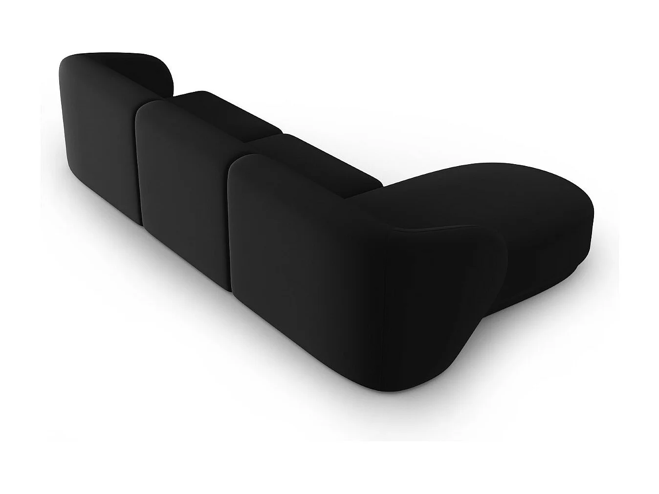 CXL by Christian Lacroix - Modulaire hoekbank links "Lionel" 4 zitplaatsen, Flueel, Zwart - 266x155x74cm