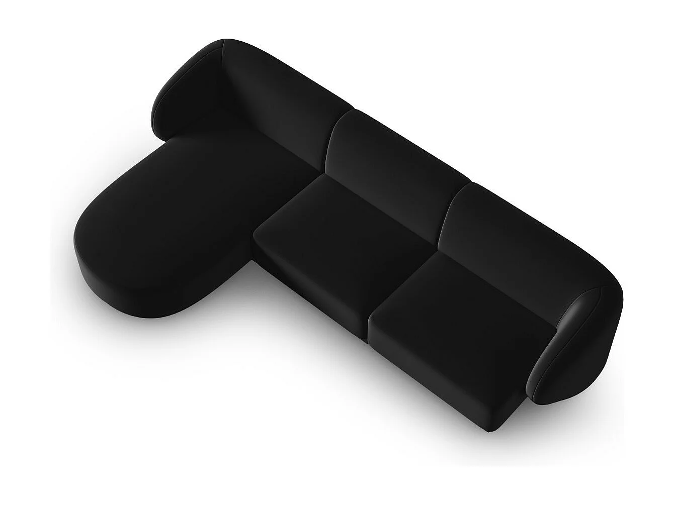 CXL by Christian Lacroix - Modulaire hoekbank links "Lionel" 4 zitplaatsen, Flueel, Zwart - 266x155x74cm