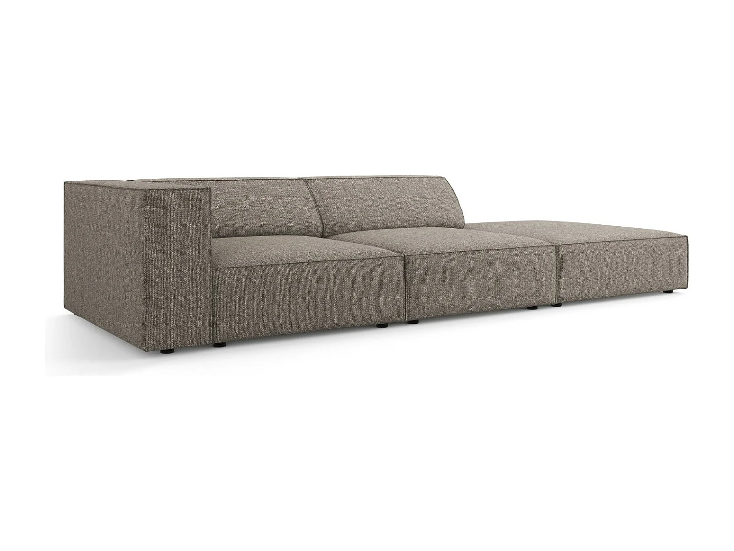 Cosmopolitan Design - Rechte bank "Arendal" 4 zitplaatsen, Chenille, Grijs - 262x102x70cm