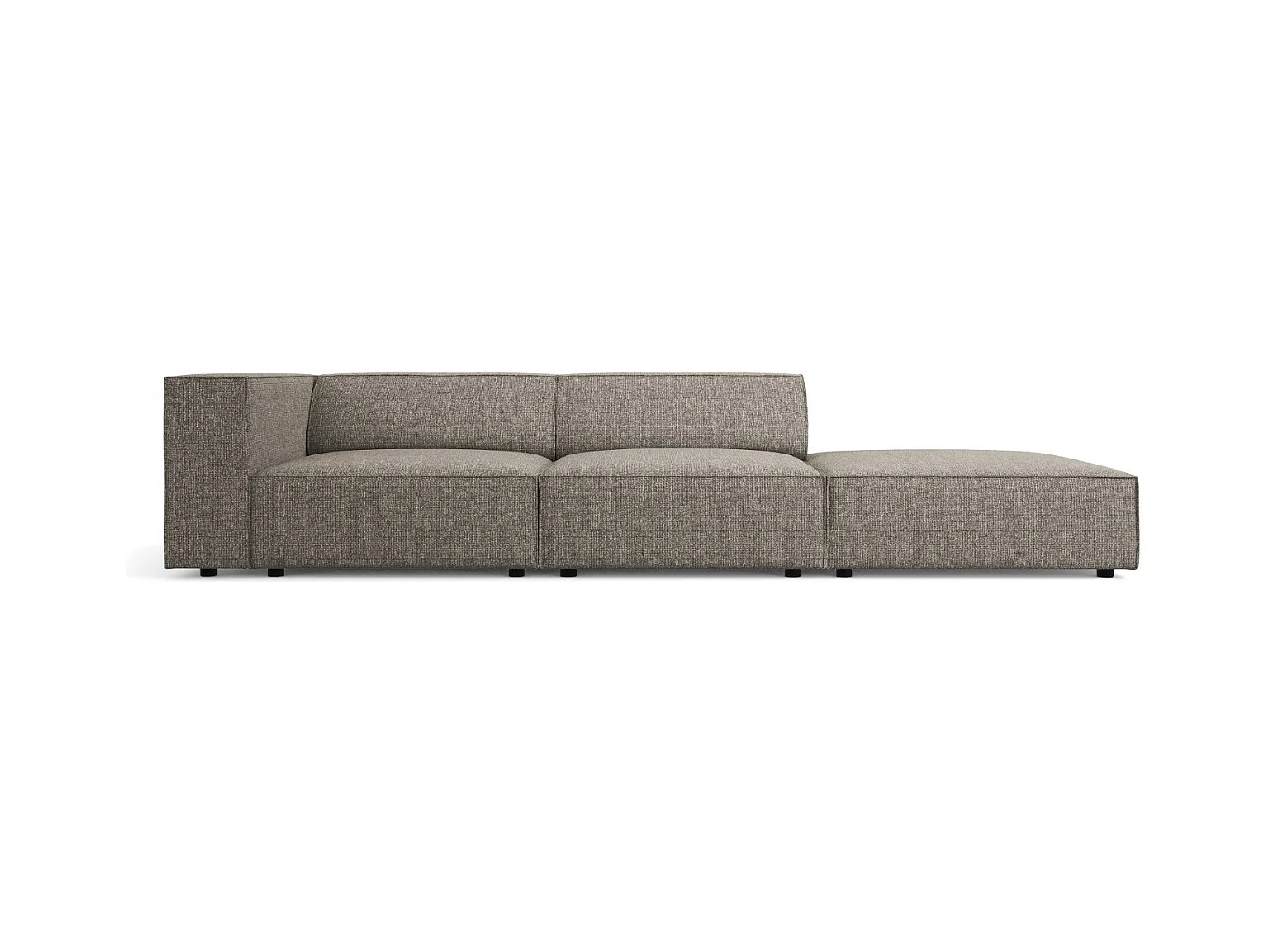 Cosmopolitan Design - Rechte bank "Arendal" 4 zitplaatsen, Chenille, Grijs - 262x102x70cm