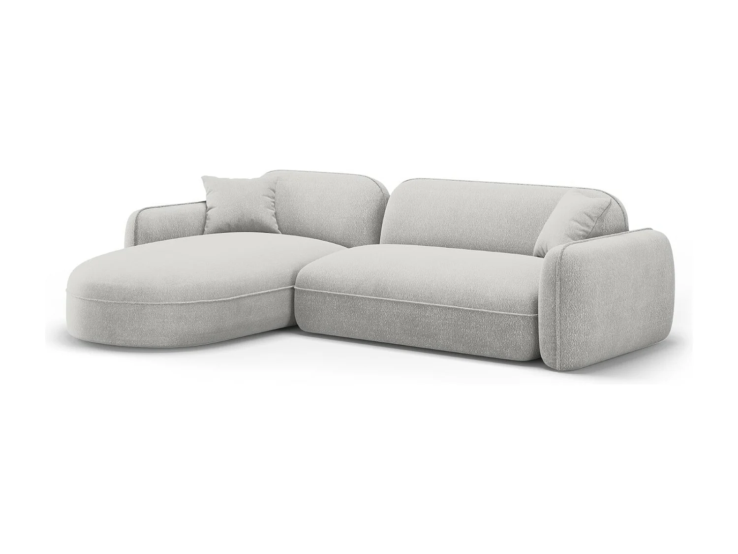 CXL by Christian Lacroix - Sofá esquinero modular izquierdo "Lucien" 4 plazas de terciopelo gris claro - 275x165x70cm