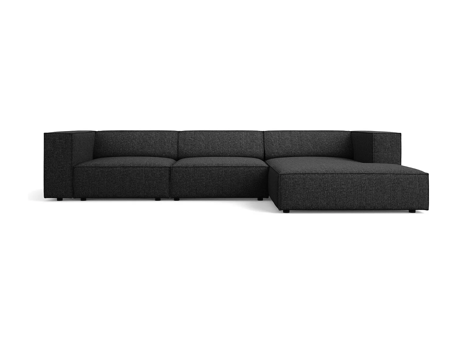 Cosmopolitan Design - Canapé d'angle droit "Arendal" 4 places en chenille noir - 284x166x70cm