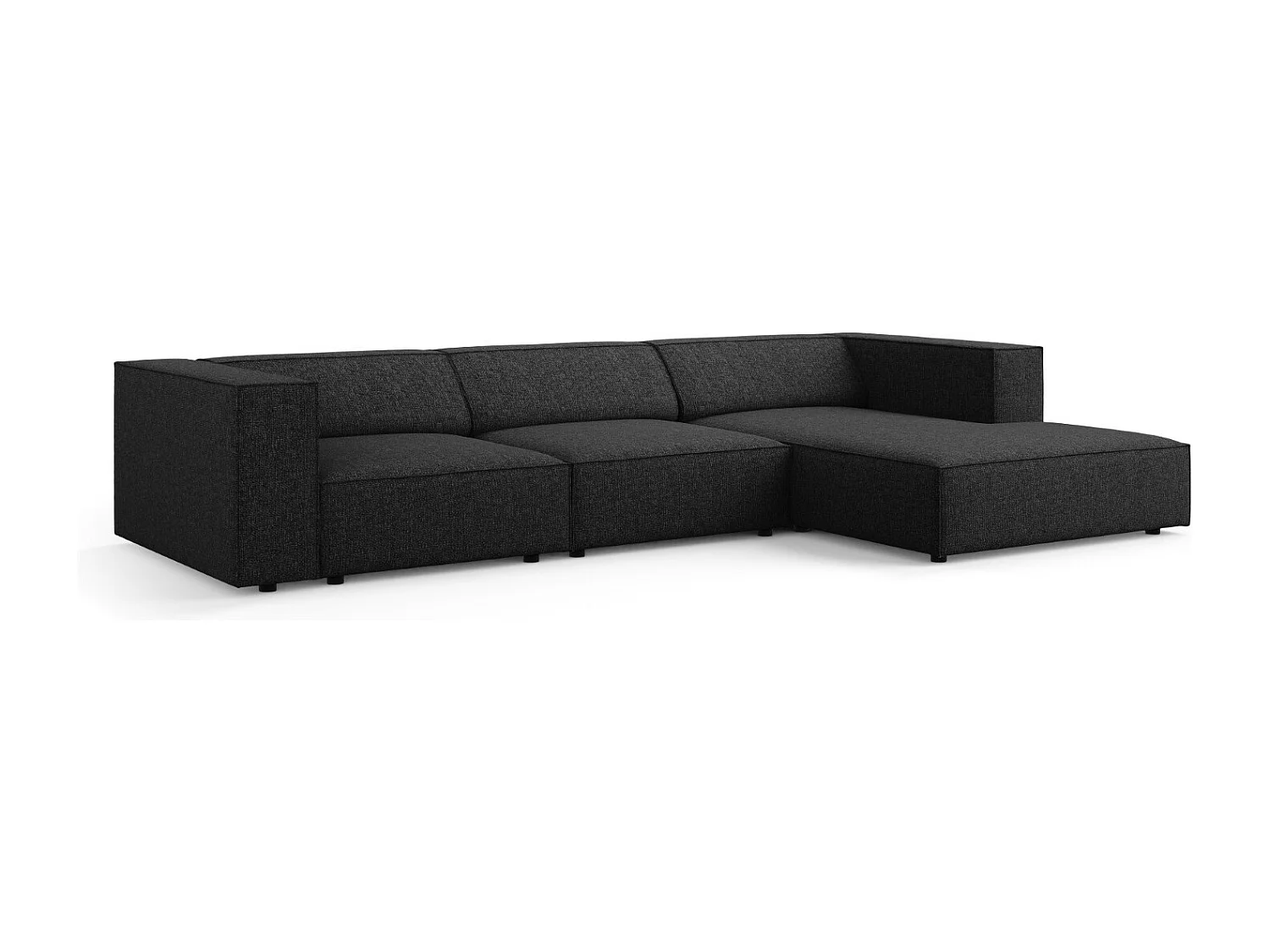 Cosmopolitan Design - Canapé d'angle droit "Arendal" 4 places en chenille noir - 284x166x70cm