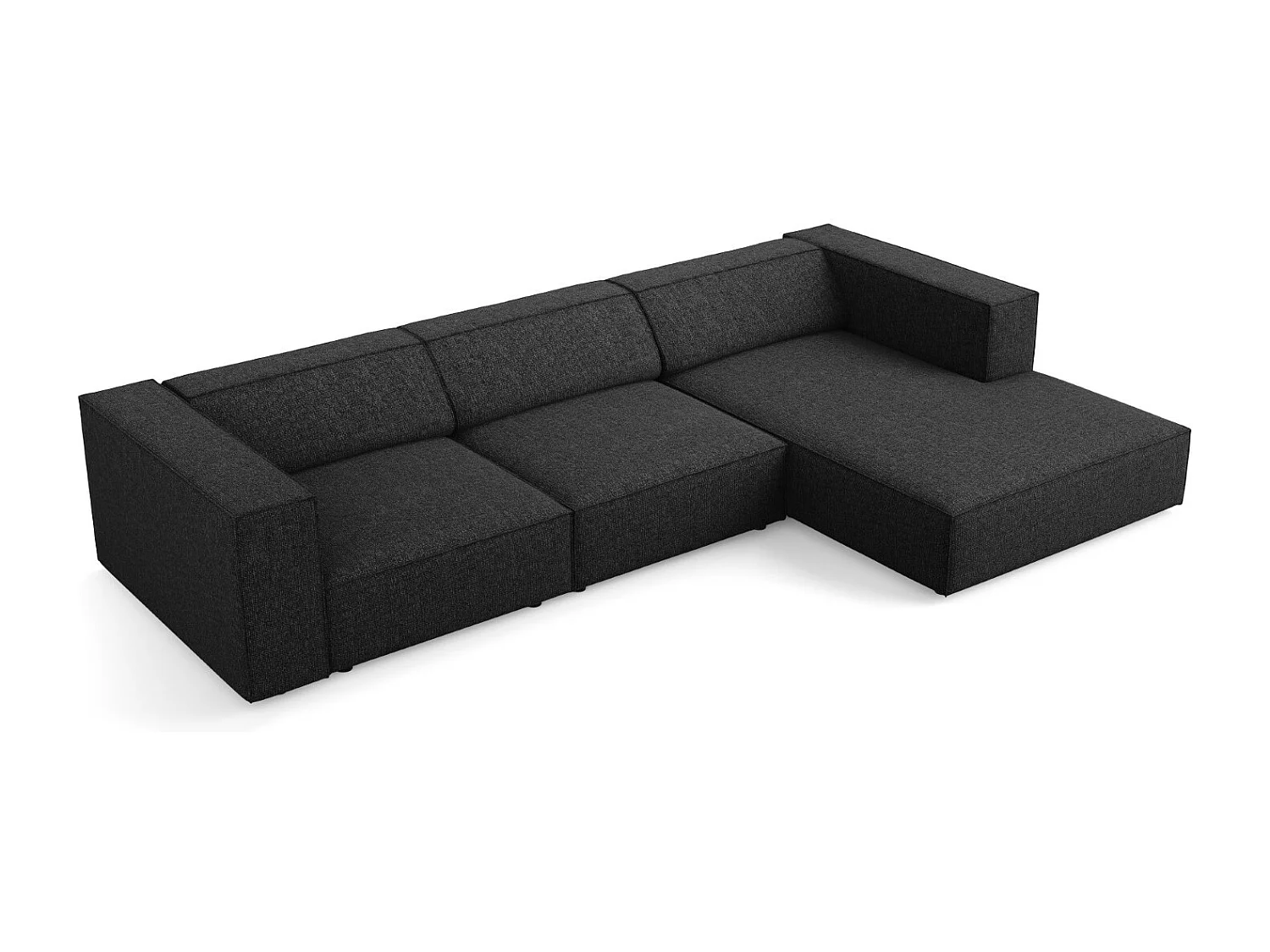 Cosmopolitan Design - Canapé d'angle droit "Arendal" 4 places en chenille noir - 284x166x70cm