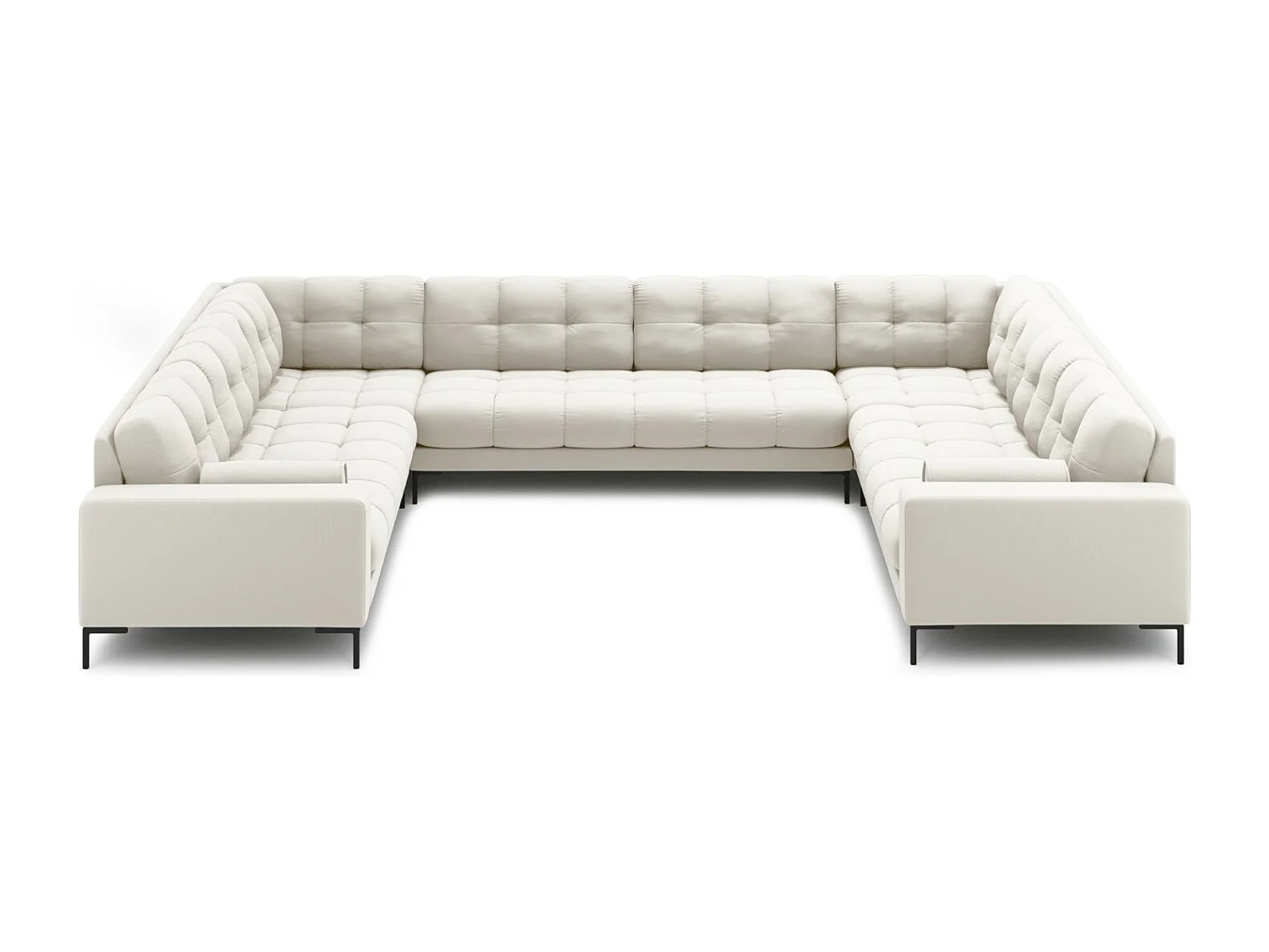 Cosmopolitan Design - Panoramische bank "Bali" 9 zitplaatsen, Structurele stof, Lichtbeige - 327x256x75cm