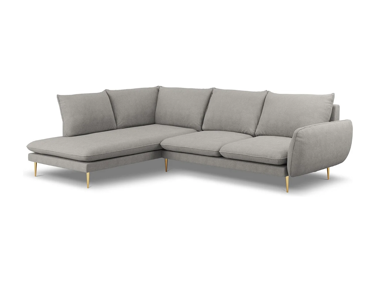 Cosmopolitan Design - 6-Sitzer Ecksofa links "Vienna" aus strukturiertem Stoff hellgrau - 275x185x95cm