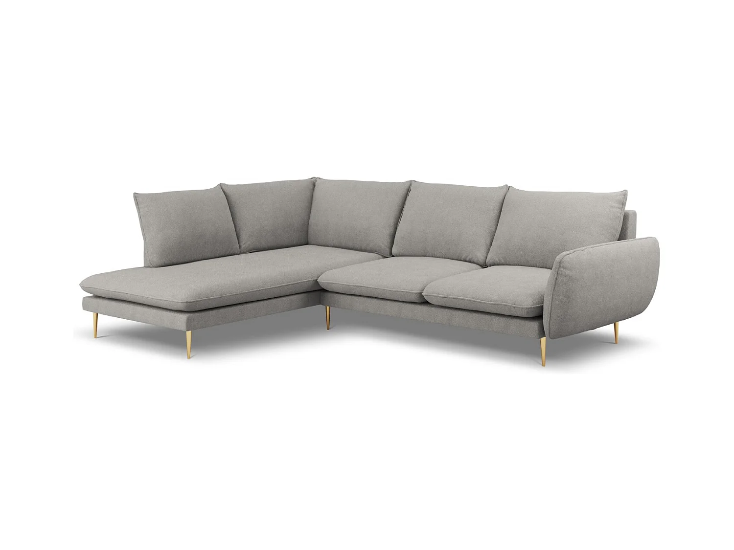 Cosmopolitan Design - Linker hoekbank "Vienna" 6 zitplaatsen, Structurele stof, Lichtgrijs - 275x185x95cm