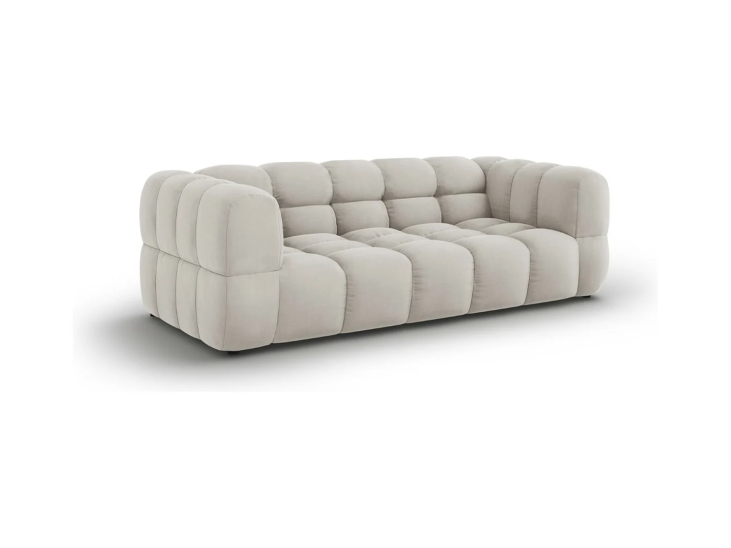 Cosmopolitan Design - 3-Sitzer Sofa "Sky" aus Samt leichtes beige - 214x102x75cm