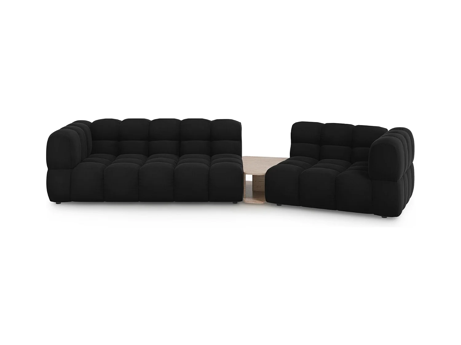 Cosmopolitan Design - Canapé modulable droit "Sky" 3 places en velours noir - 353x148x75cm