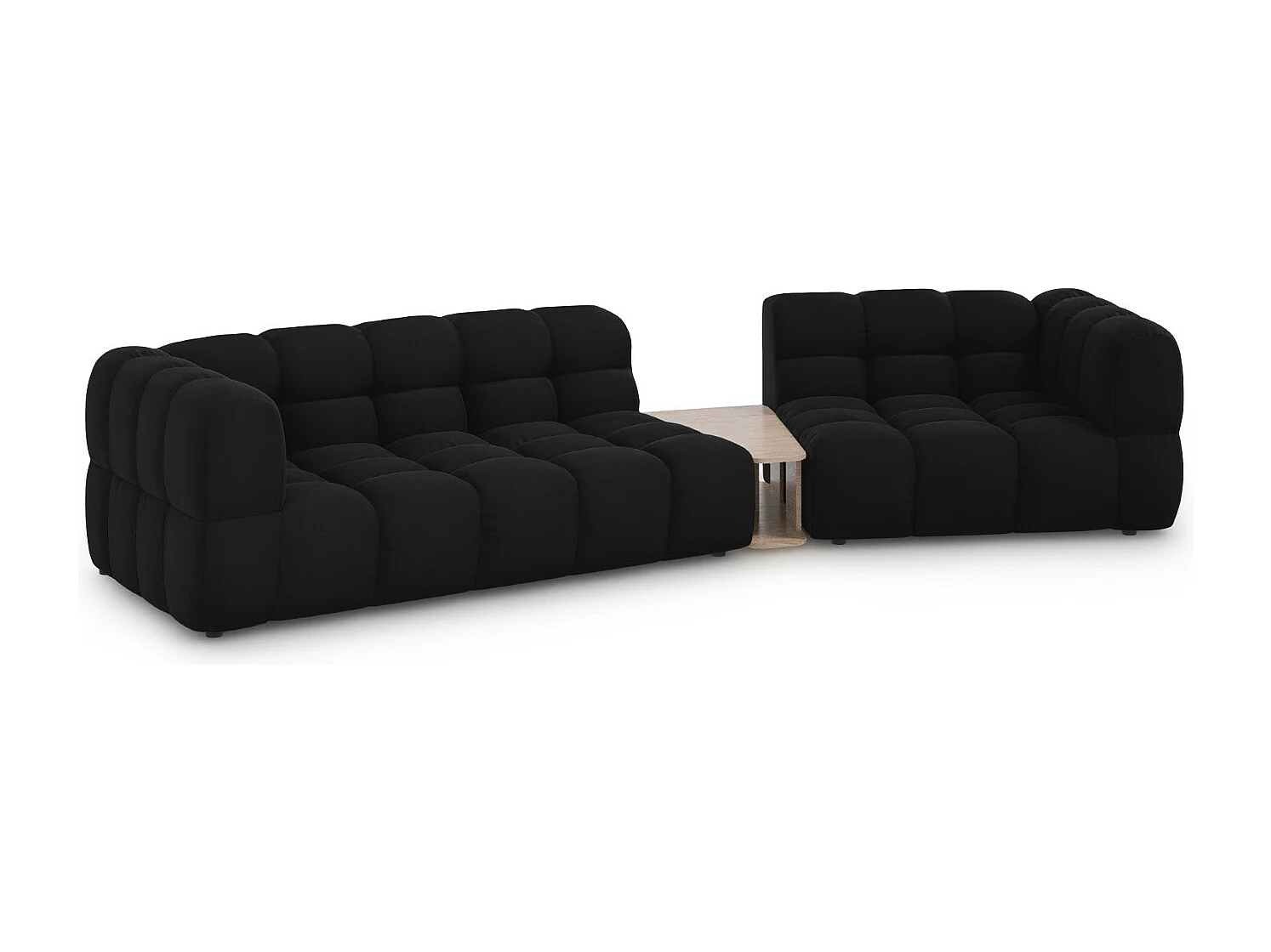 Cosmopolitan Design - Canapé modulable droit "Sky" 3 places en velours noir - 353x148x75cm