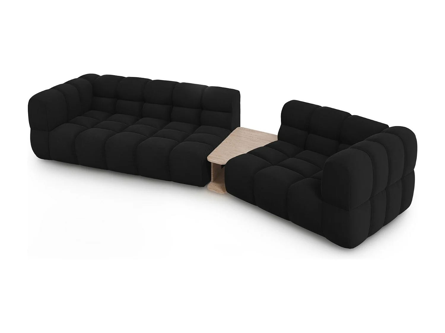 Cosmopolitan Design - Canapé modulable droit "Sky" 3 places en velours noir - 353x148x75cm