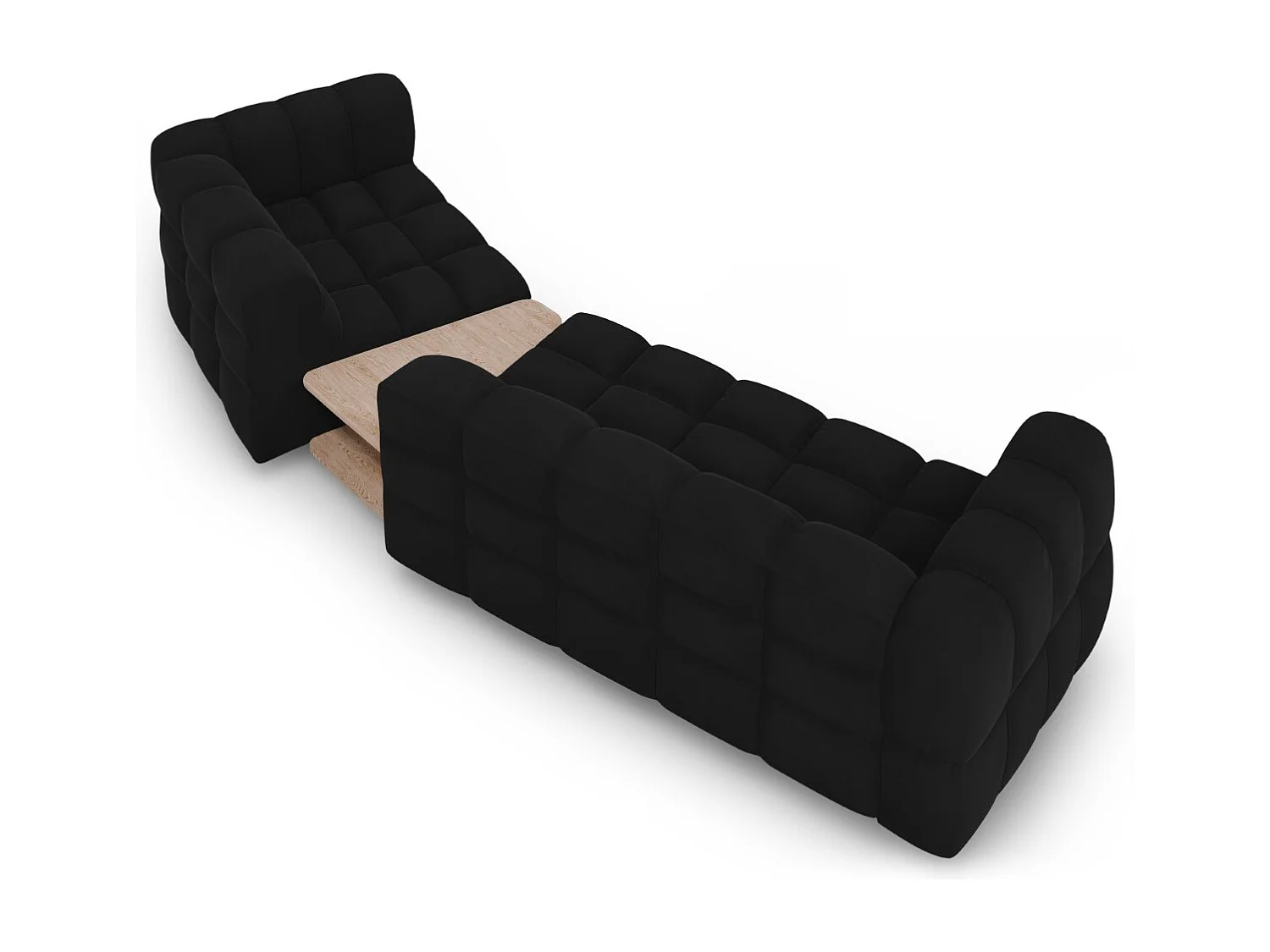 Cosmopolitan Design - Canapé modulable droit "Sky" 3 places en velours noir - 353x148x75cm